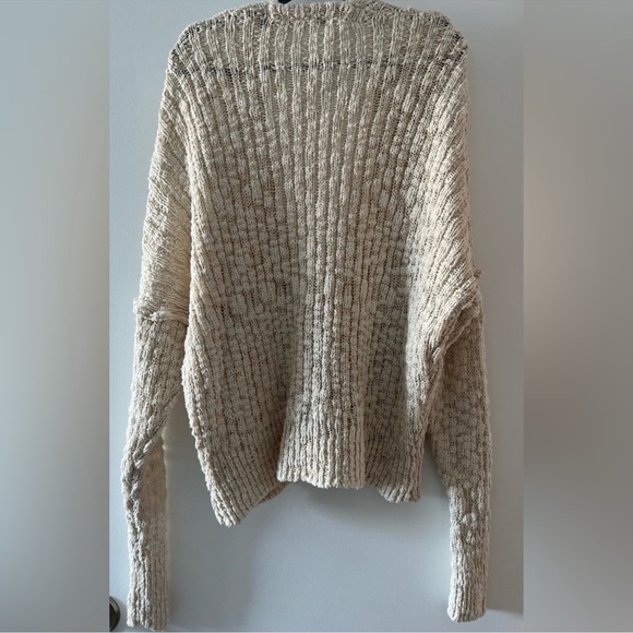 Free People Cozy Cream Oversized Cardigan Chunky Knit Dolman L/G - Picture 4 of 12